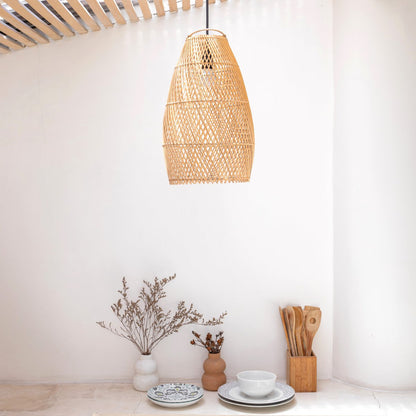 Rattan cylinder pendellampeskærm TABUNG – Ø 24 cm