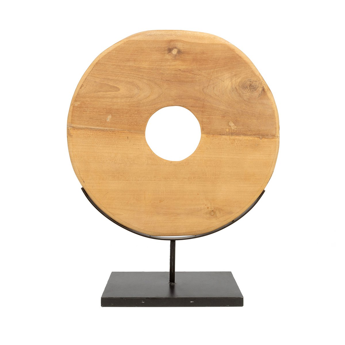 Teak disc on stand - large