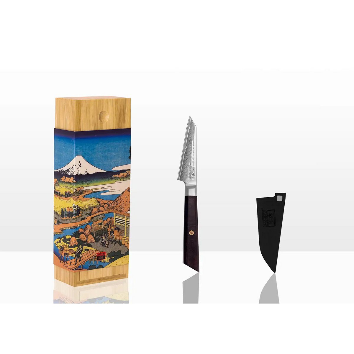 Damascus paring knife 90 mm, Bunka K-tip