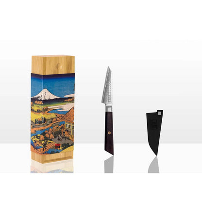 Damascus paring knife 90 mm, Bunka K-tip