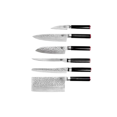 Steel knife set, 6 pieces - handmade Japanese blades