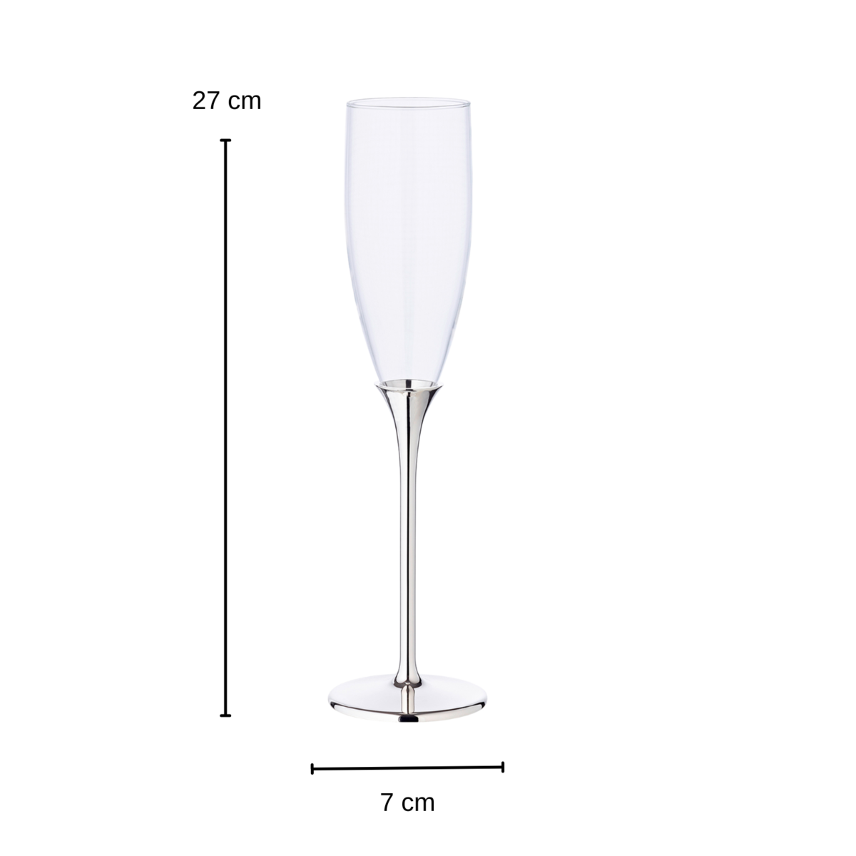 Zink champagneglas sæt med 2, 27 cm - forsølvet