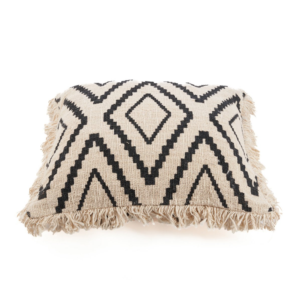 Natural black cotton cushion cover 50×50 cm - diamond pattern
