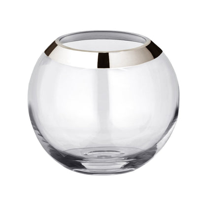 Hand-blown crystal vase Mirinde, 20 cm - platinum rim