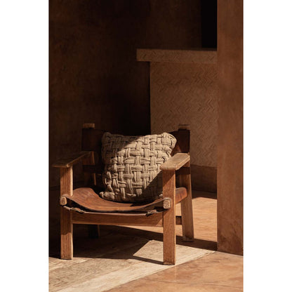 Linen cushion cover with cross-weave, natural - 50×50cm
