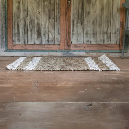 Gestreifter Seegrasteppich 120×60 cm – Beige und Weiß, Sewu