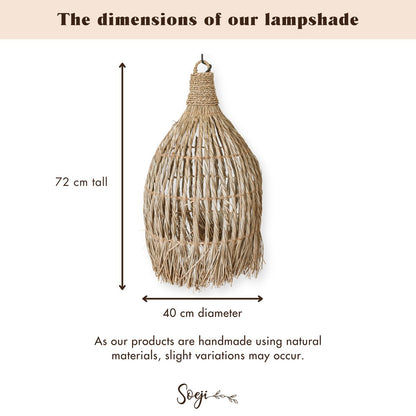Seagrass pendant light Ø 40 cm – funnel shape, beige and green