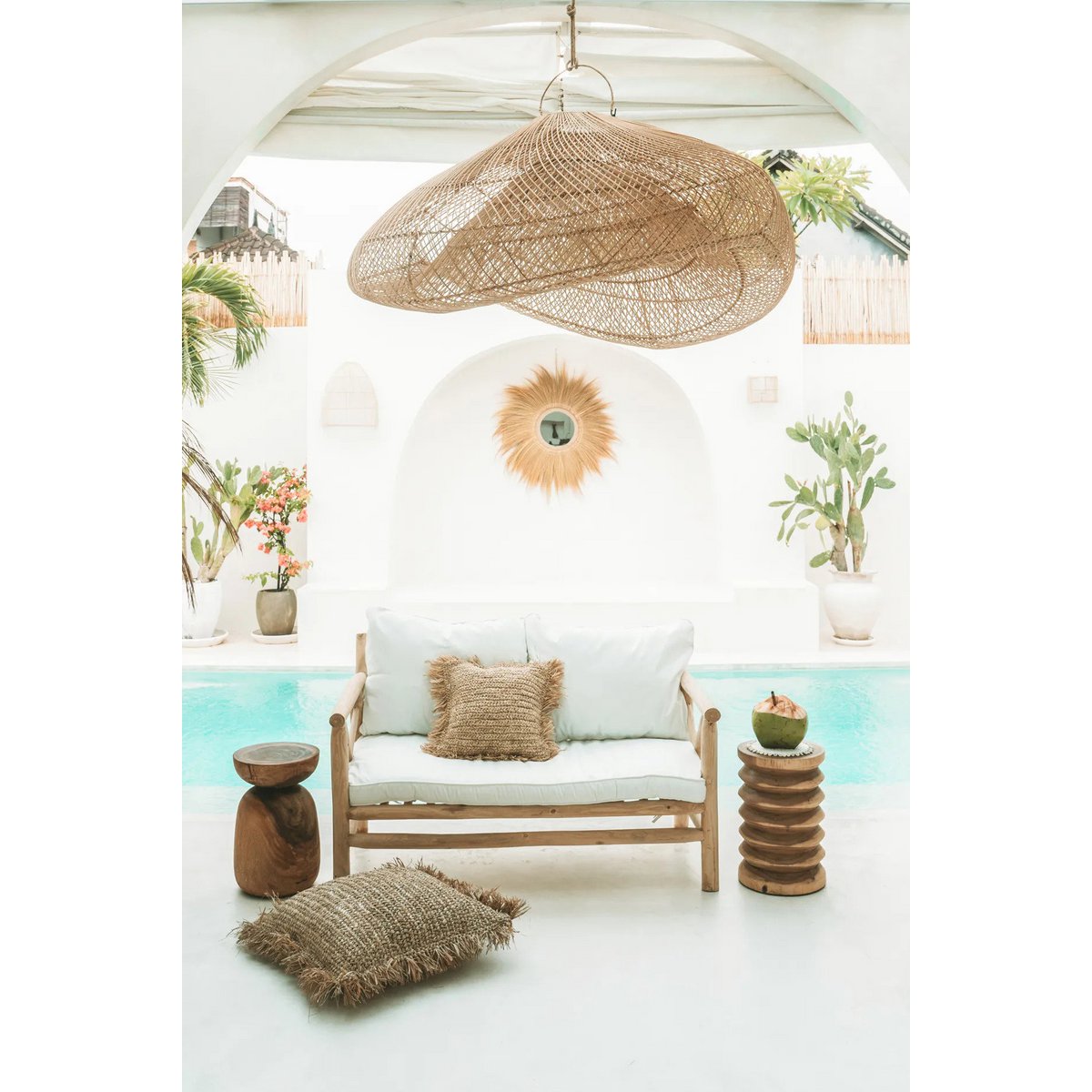 Overdimensioneret sky-pendel i rattan 127 × 62 cm – håndvævet