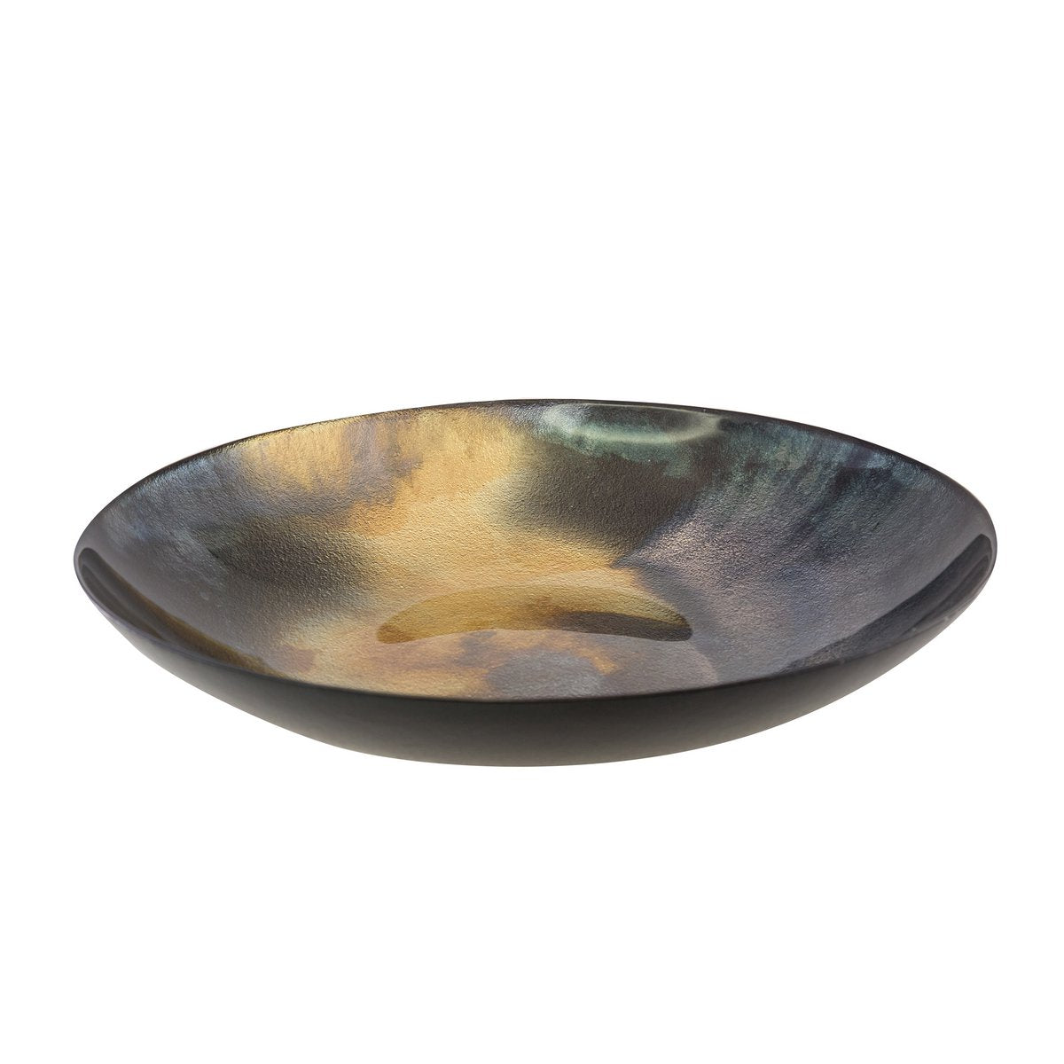 Glass and ceramic shallow bowl 40 cm - brown and yellow