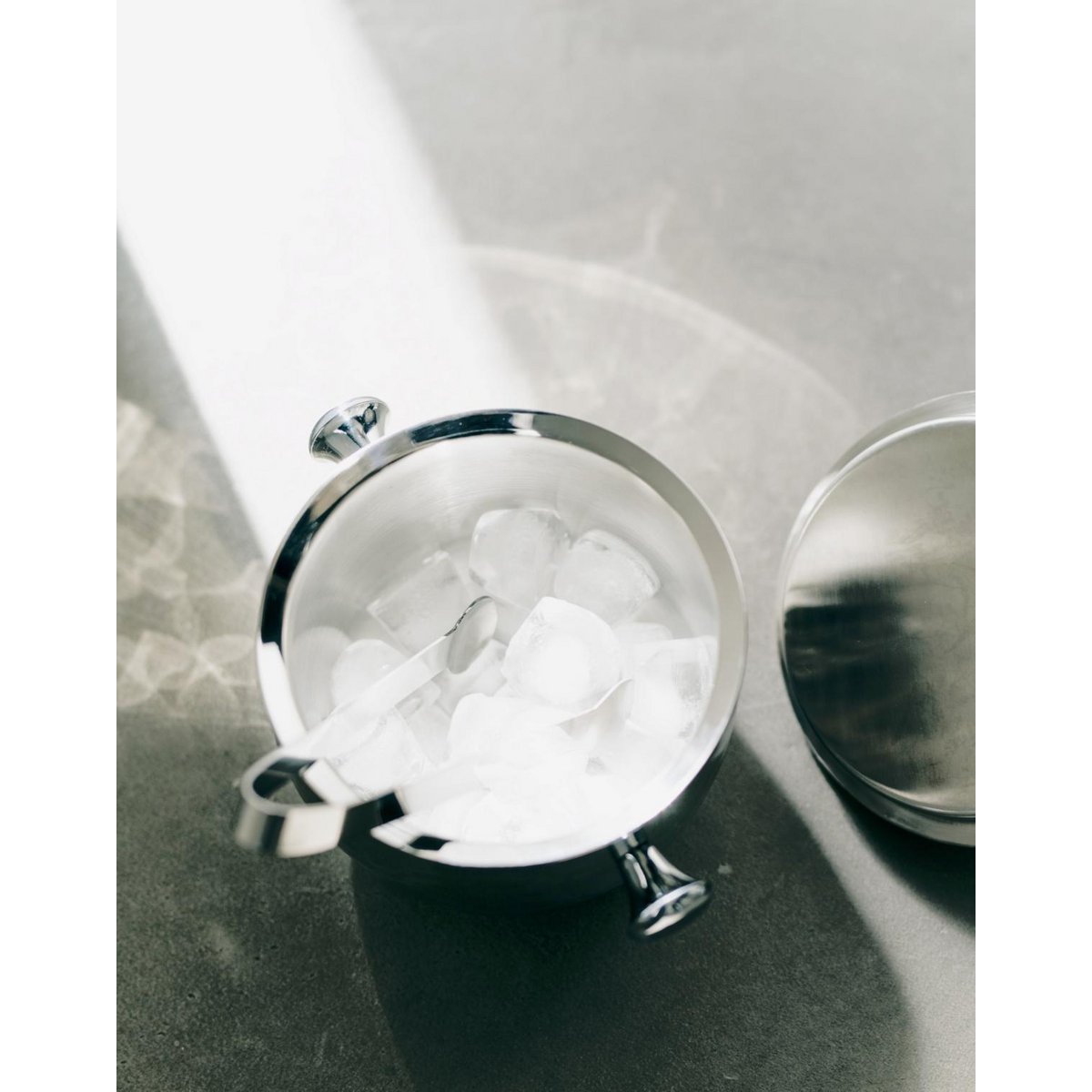 Steel ice bucket Rico, 21 cm – with lid and tongs