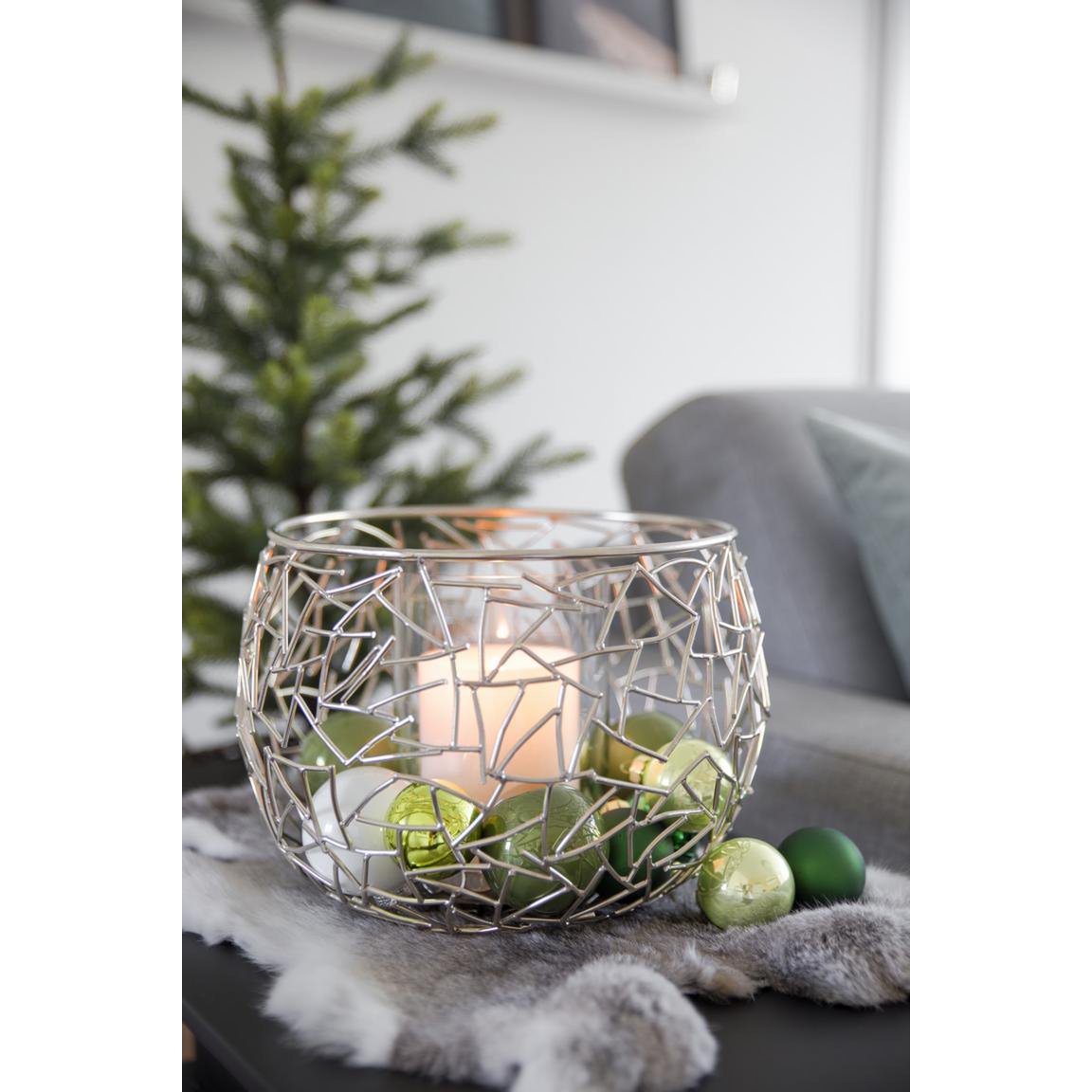 Stainless steel lantern Milano, 27 cm - nickel-plated