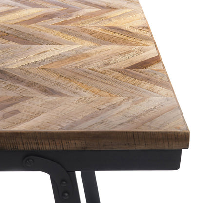 Teak console table with herringbone top - 170 cm
