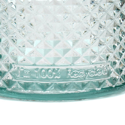 Recycled glass tumbler with diamond cut, blue, small