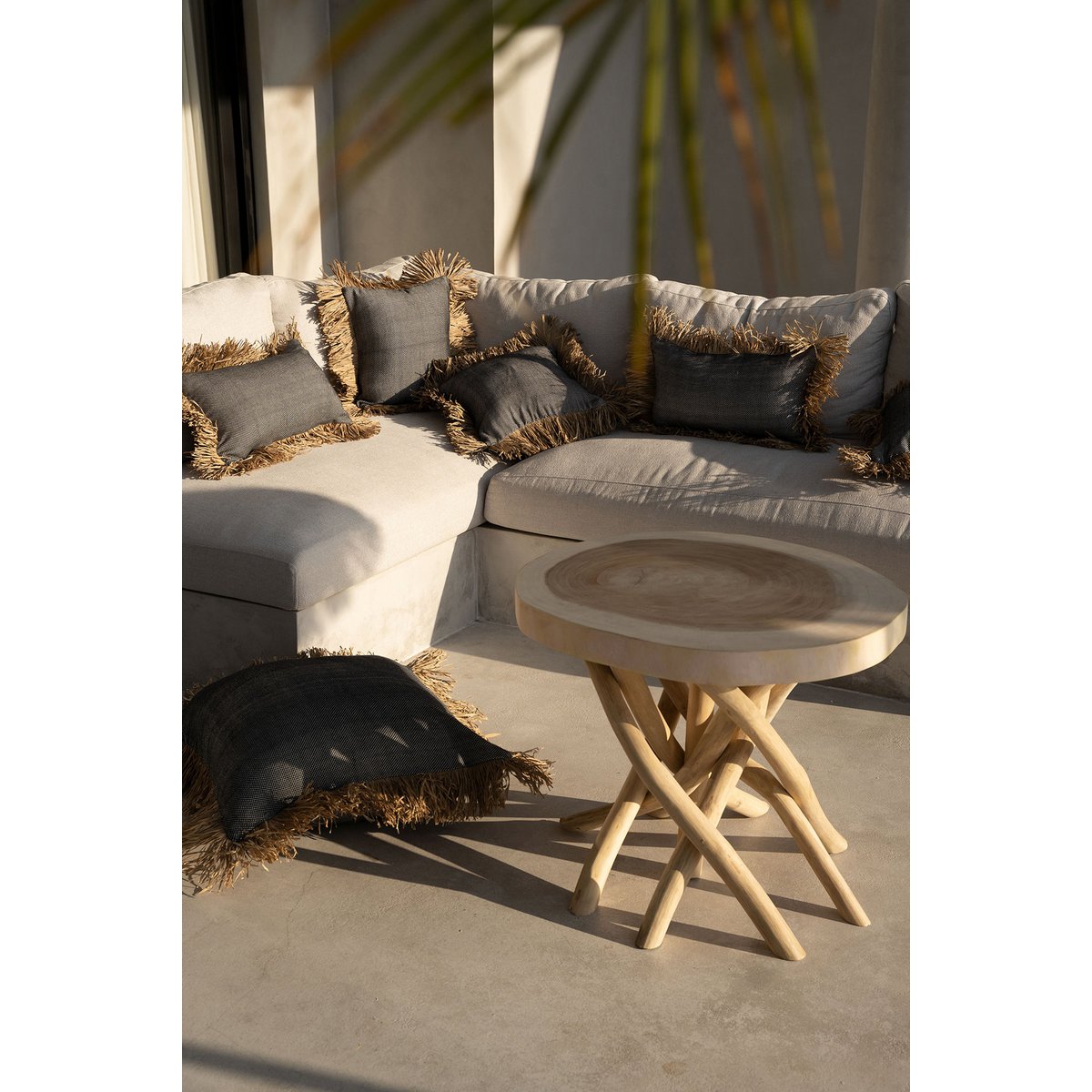 Cotton cushion cover 60×60 cm – natural and black, Indonesia