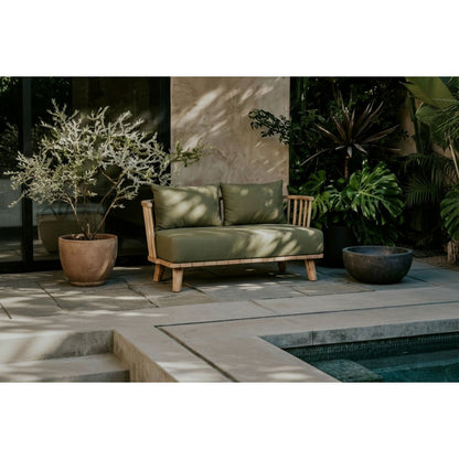 Malawi to-personers sofa, udendørs teak - skovgrøn