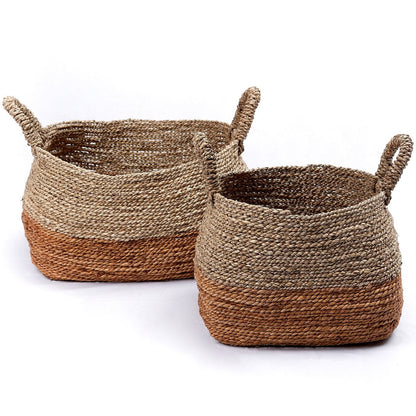 Seagrass & banana fibre basket MAJALENGKA M – brown & beige