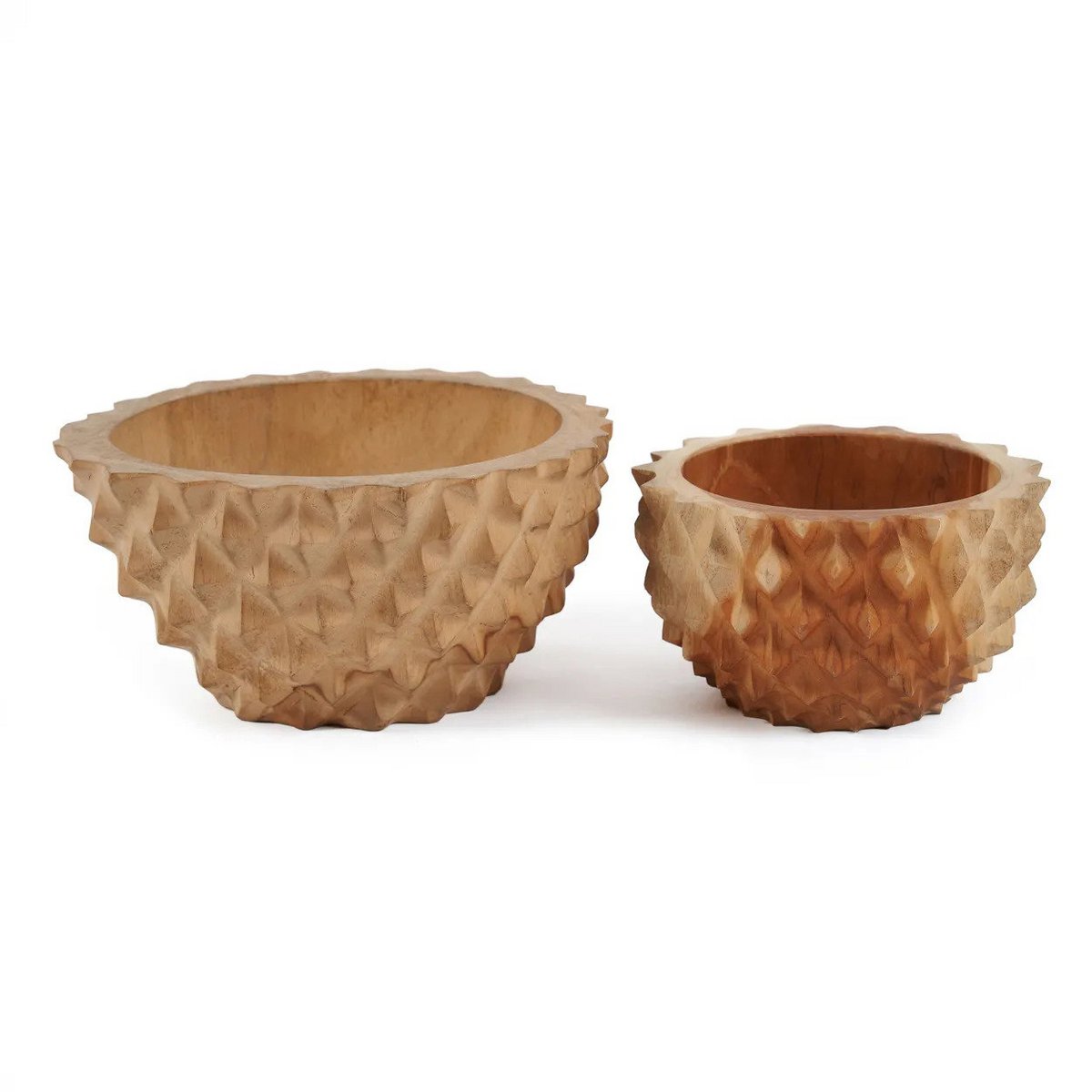 Teak root wood bowl S, durian-inspired - 15 cm