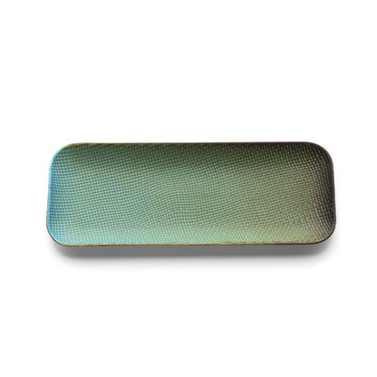 Ceramic rectangular plate, 36 cm - lagoon