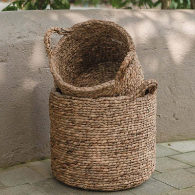 Water hyacinth basket Balai L – handwoven, 37 × 39 cm