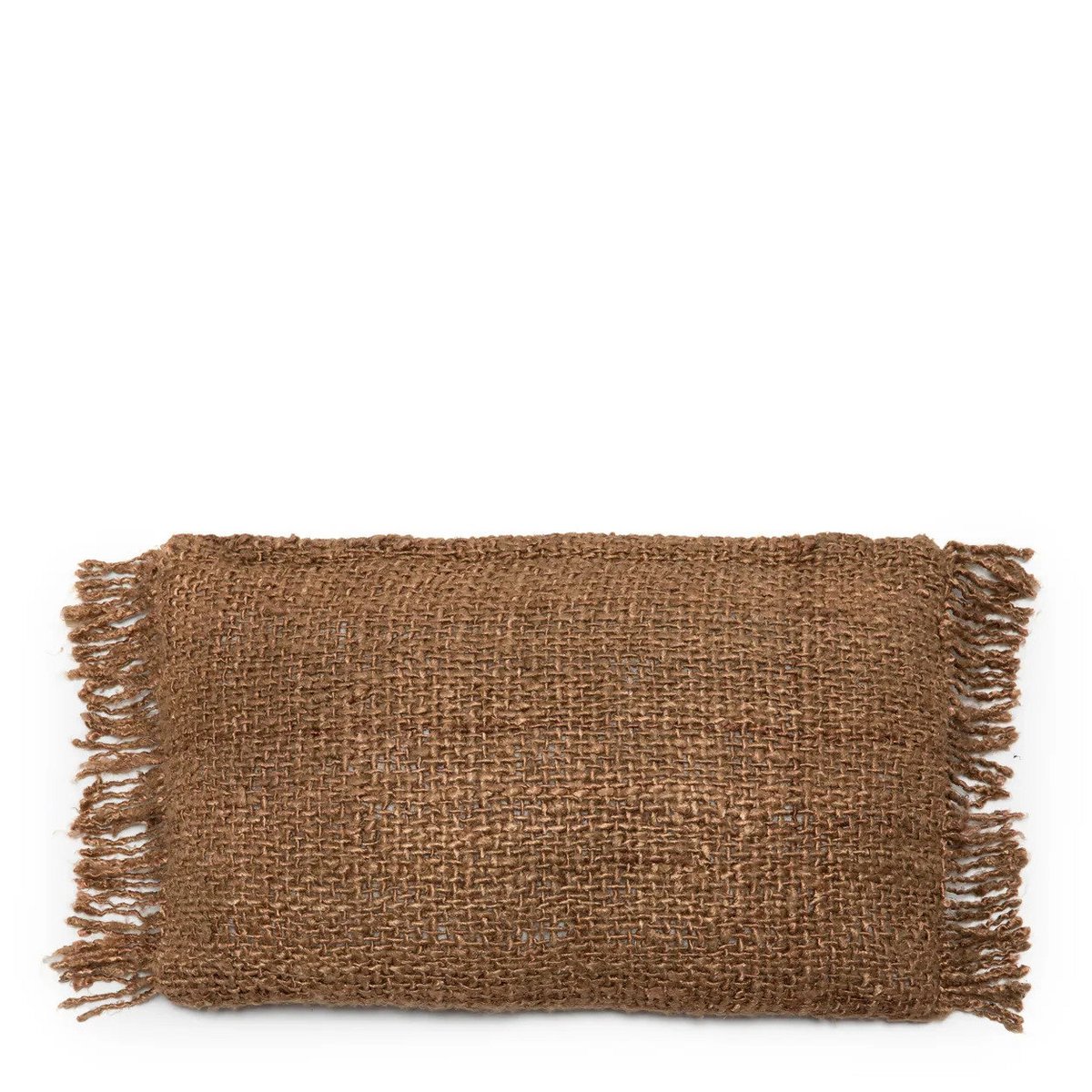 Hand-dyed cotton lumbar cover, 30×50 cm - Brown