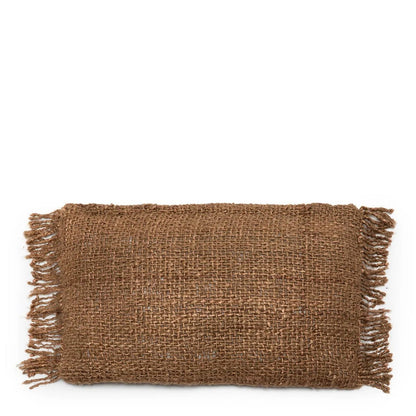 Hand-dyed cotton lumbar cover, 30×50 cm - Brown