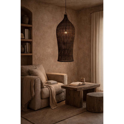 Bamboo tower pendant light 102 cm - dark walnut