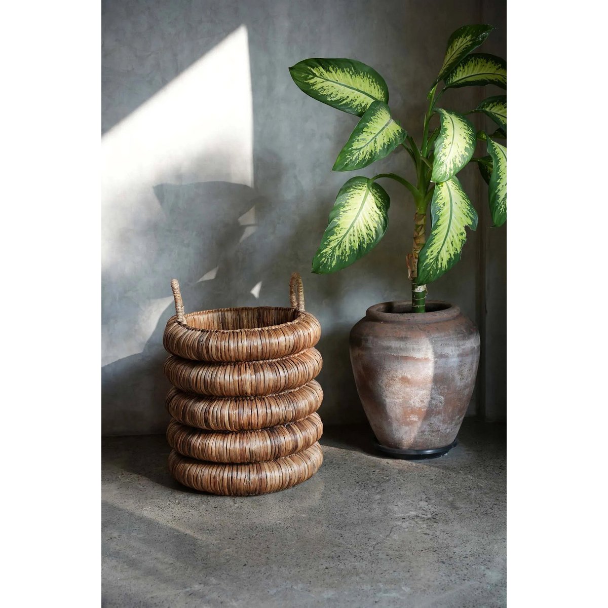 Seagrass cylinder basket 54 × 66 cm - beige