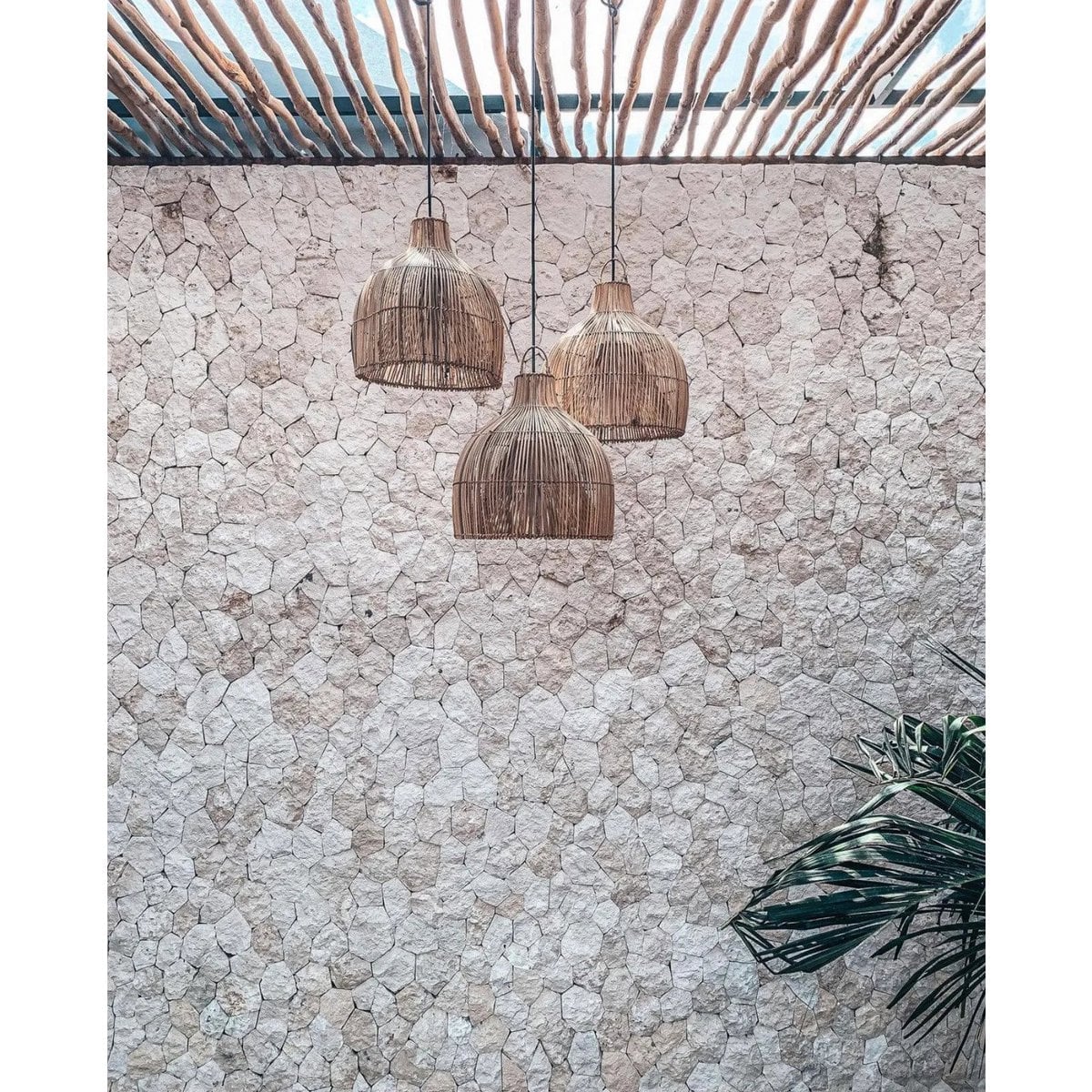 Rattan Pendelleuchte 50 cm – Hummerfalle, beige, nur Schirm