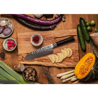 Damascus stainless steel santoku knife - 180 mm blade