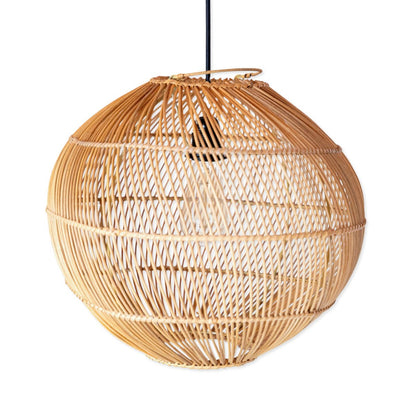 Rund pendelskærm i rattan KENCANA 40 cm – håndlavet i Indonesien