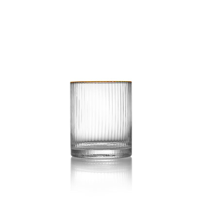 Recycled glass lowball - Gold rim - 10 cm