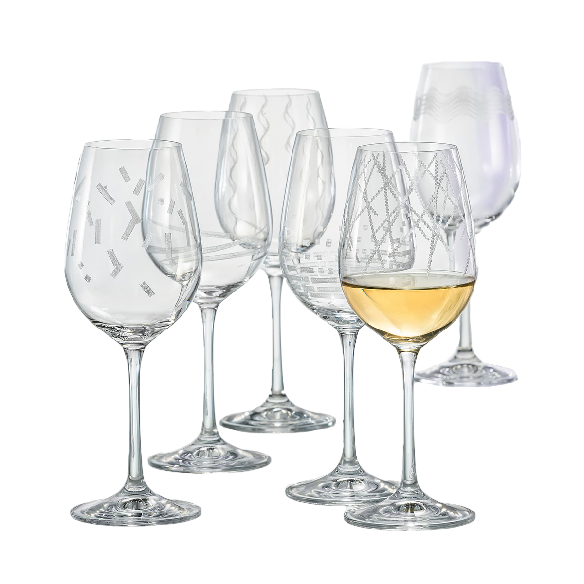 Wine glasses, set of 6 - glass, 350 ml