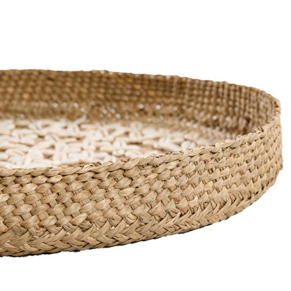 Vævet græsvægbakke med kauriskaller, naturfarvet, 42 cm