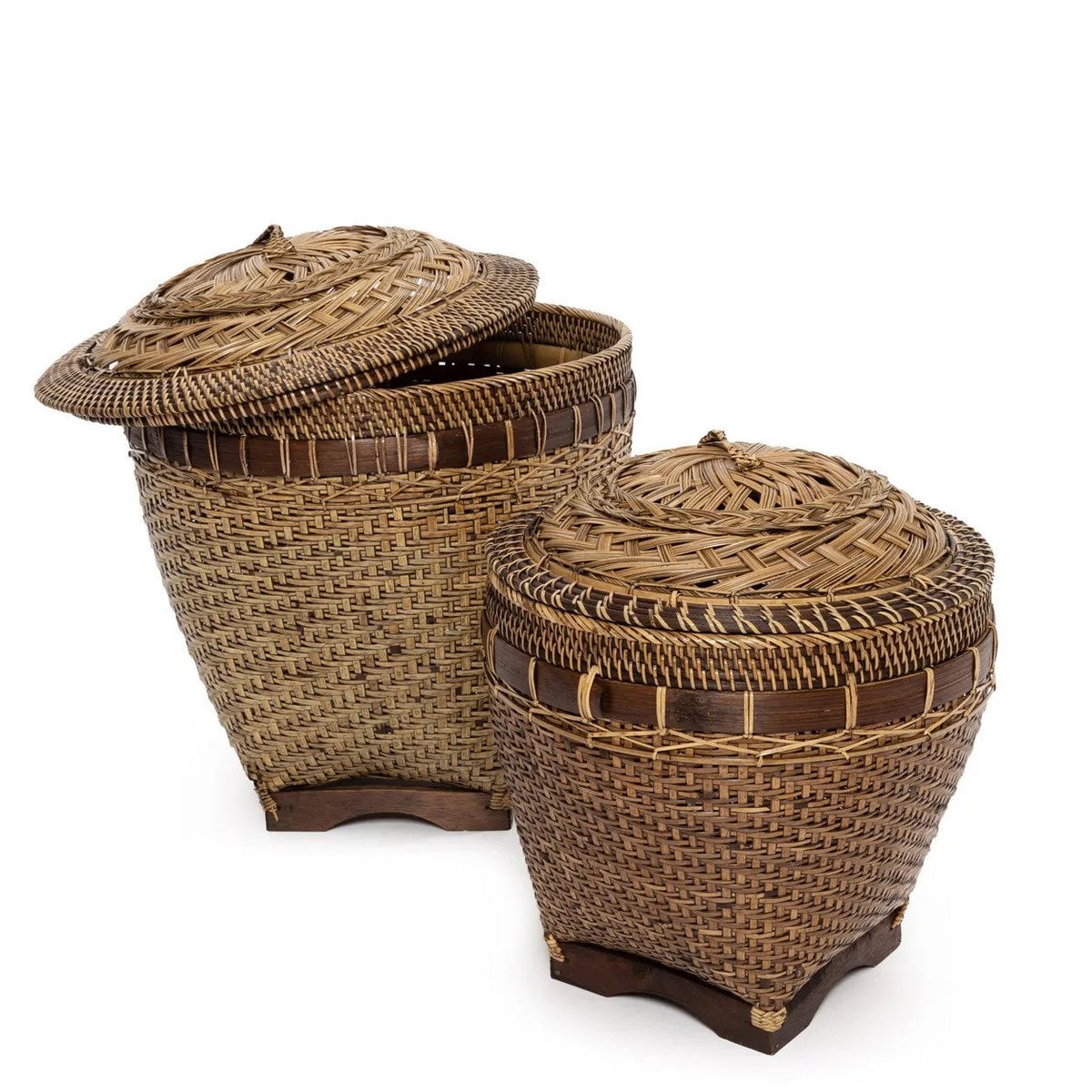 Rattan storage basket, round - Natural brown