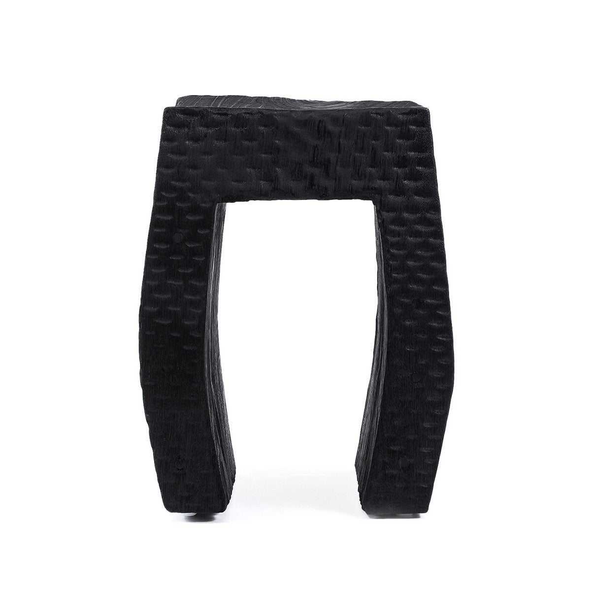 Wood stool 38×47 cm - black finish, made in Indonesia