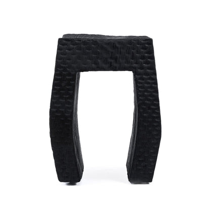 Wood stool 38×47 cm - black finish, made in Indonesia