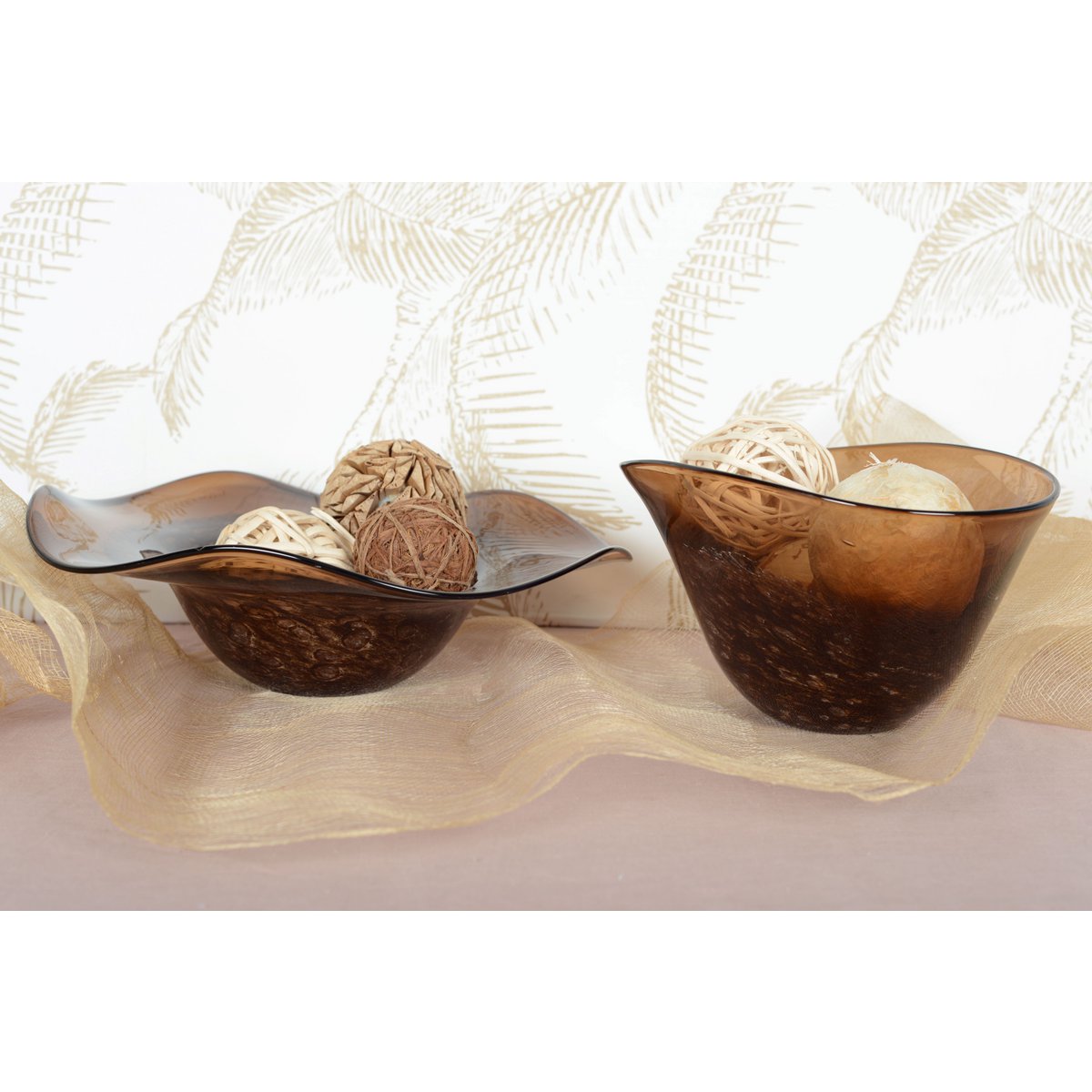 Stor brun glasskål, 40 × 40 cm - Lav