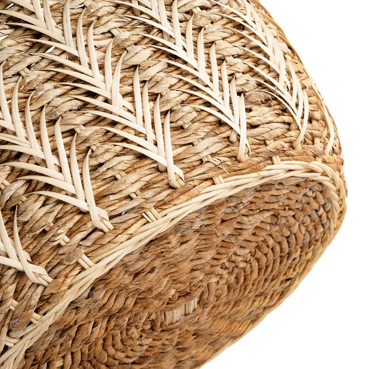 Rattan and banana leaf basket - natural, medium