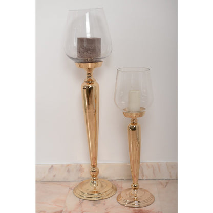Høj metal lysestage, guld - 79 cm