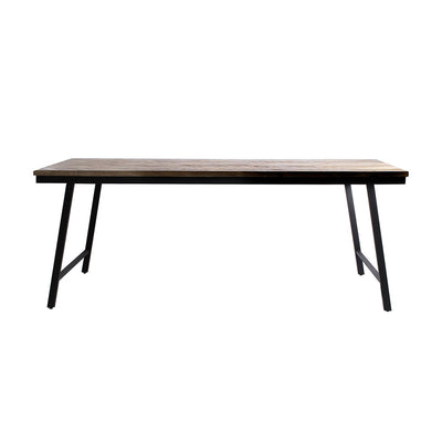 Teak console table with herringbone top - 170 cm