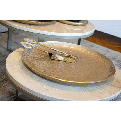 Aluminum decorative bowl, sand, 48cm round
