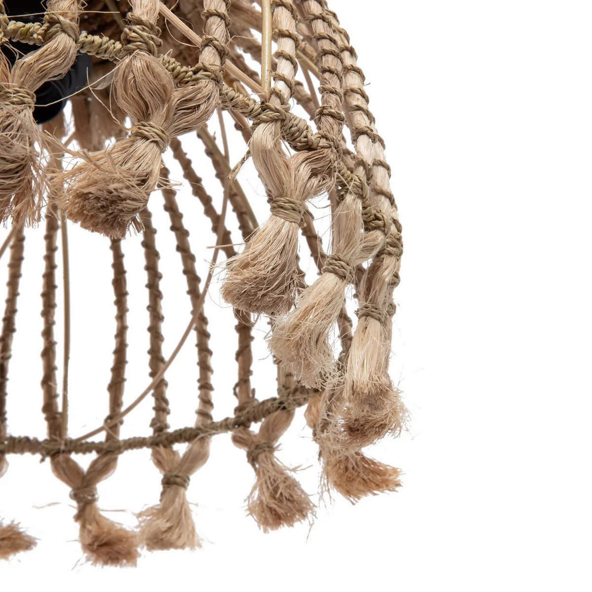 Lampeskærm af naturgræs med kvast 31 cm - Abaca S