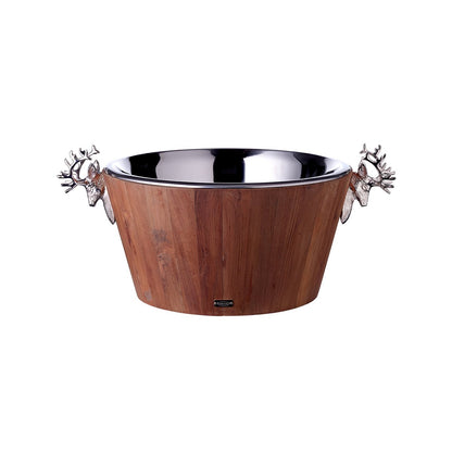 Teak & rustfri stål flaskekøler, 25 cm – holder drikkevarer kolde i 10 timer