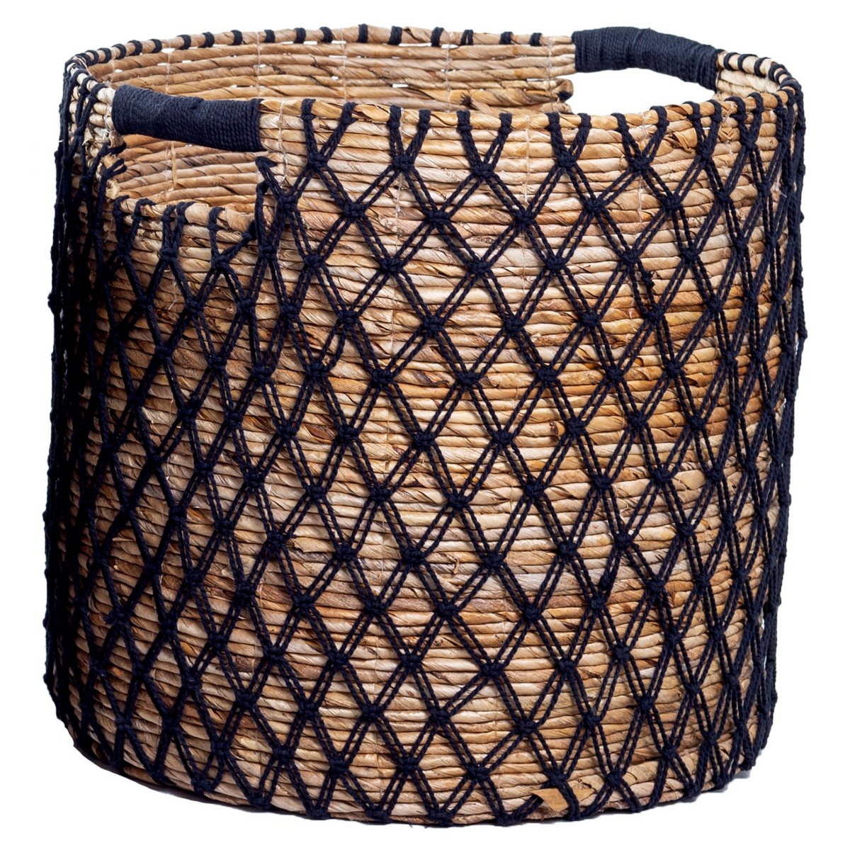Banana fibre basket PURA L – black, beige & brown, Indonesia