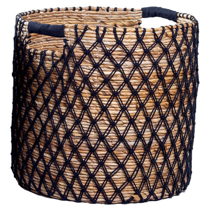 Banana fibre basket PURA L – black, beige & brown, Indonesia