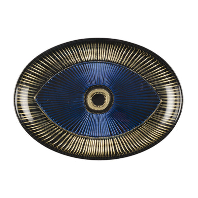 Glass oval cup with gold detail, 22×15.5 cm