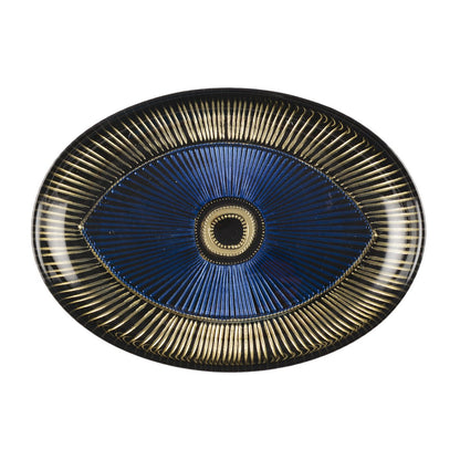 Glass oval cup with gold detail, 22×15.5 cm