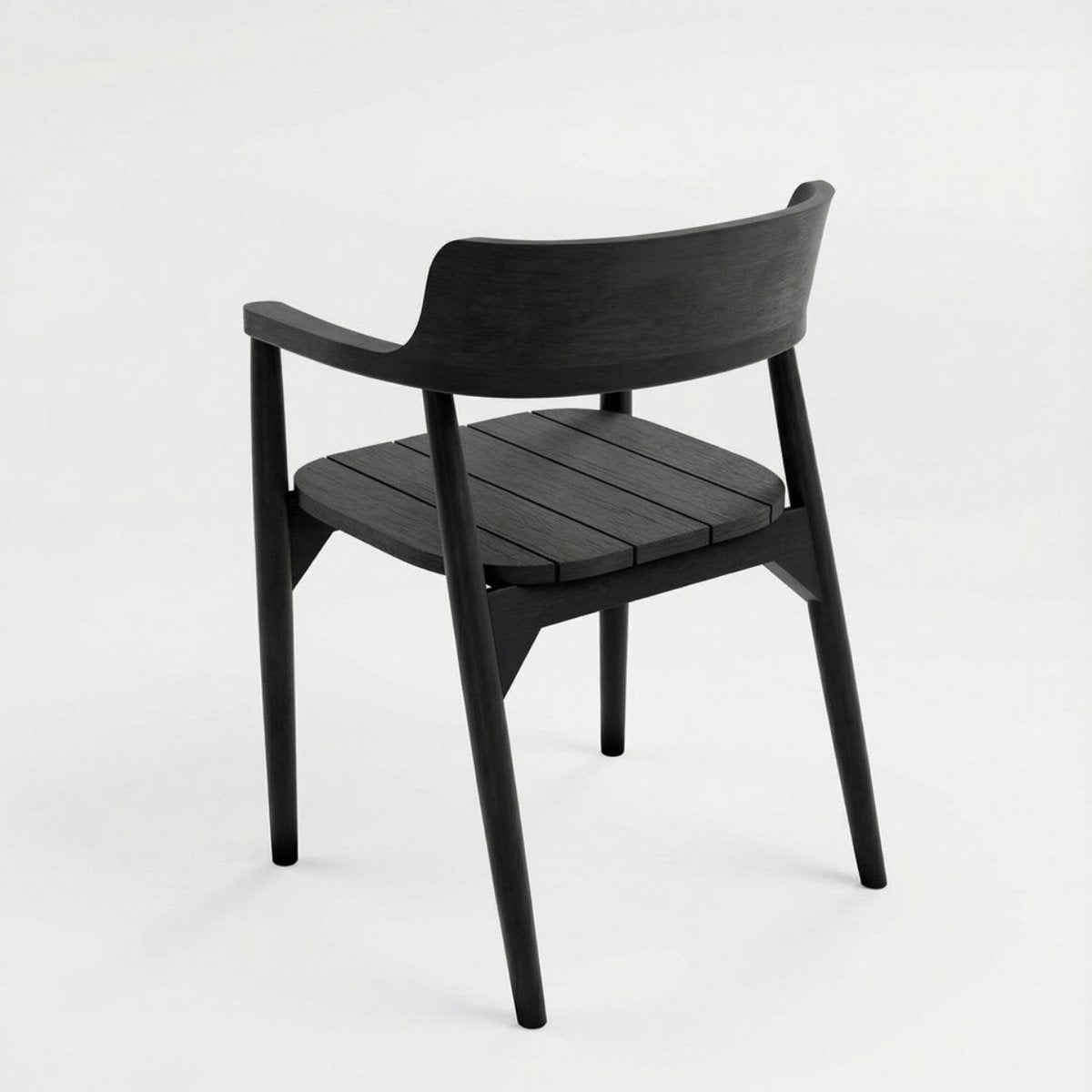 Teak dining chair with arms, black - 80 cm - matte finish