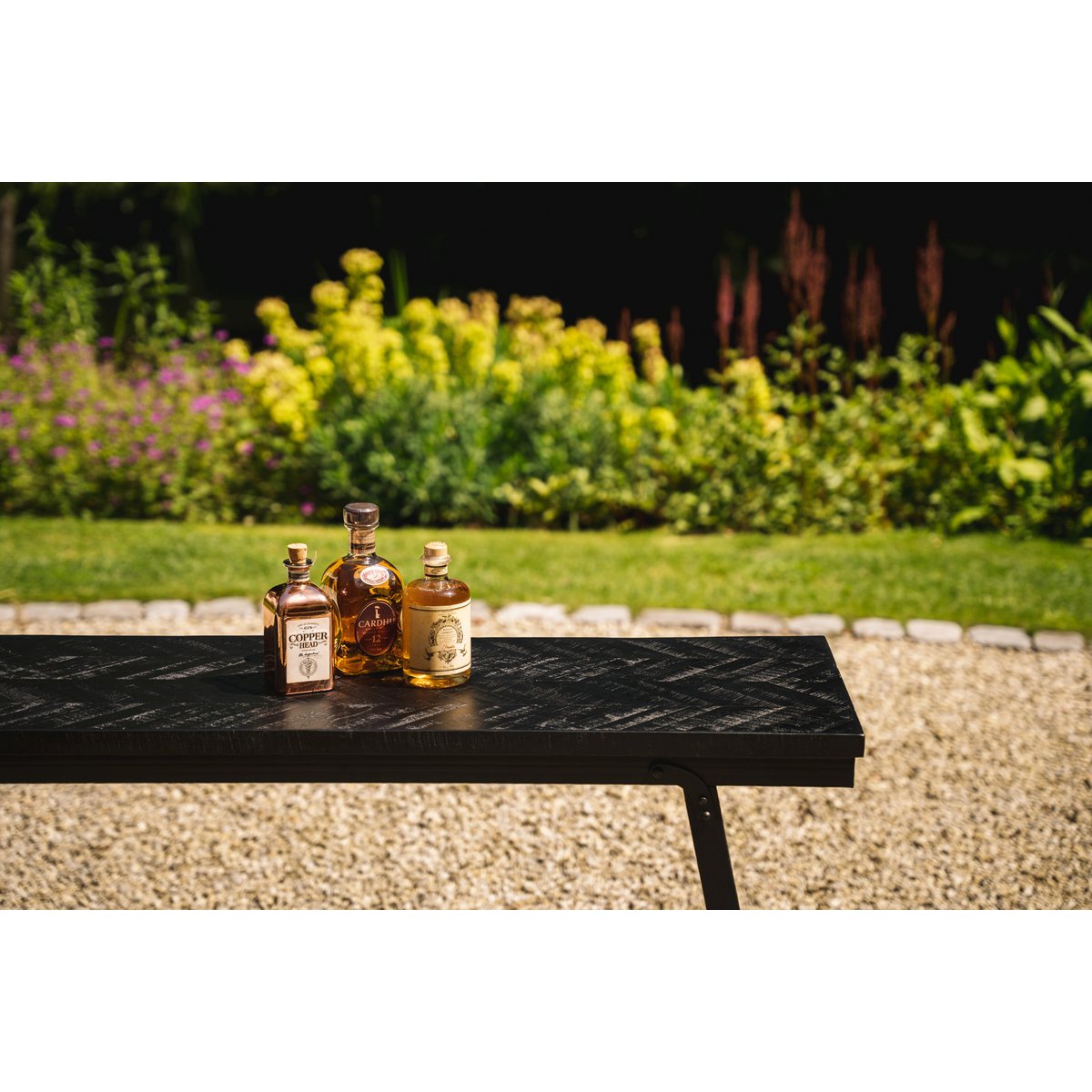 Herringbone high table, black teak - 140 cm