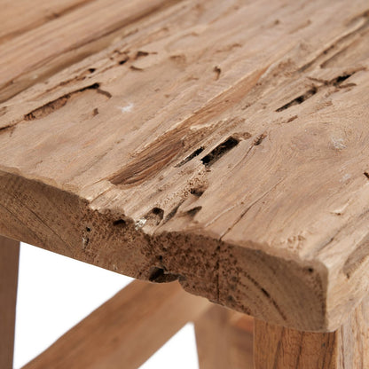 Reclaimed teak stool, four-leg - 39×30cm L
